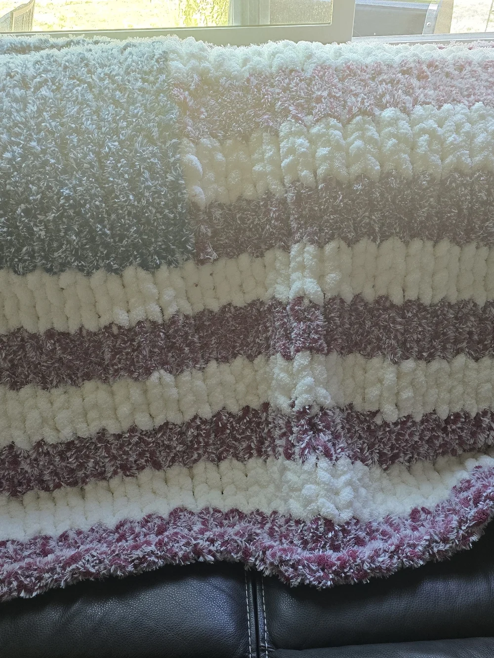 Hand Made Cozy Chunky Knit Throw Blanket -  American Flag
